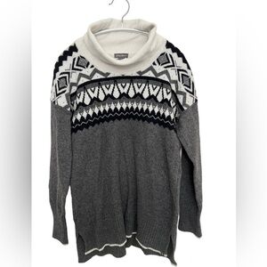 Eddie Bauer Cowl/Turtleneck Sweater‎ - Fair Isle Pattern - Wool Cotton Blend